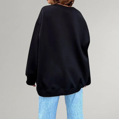 Women's Oversized Ribbed Sweater – Crewneck Long Sleeve