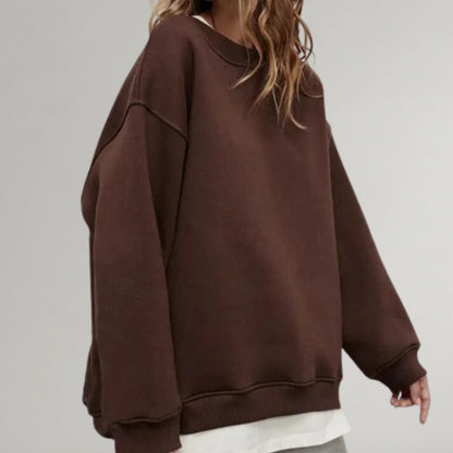 Women's Oversized Ribbed Sweater – Crewneck Long Sleeve