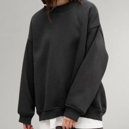 Women's Oversized Ribbed Sweater – Crewneck Long Sleeve