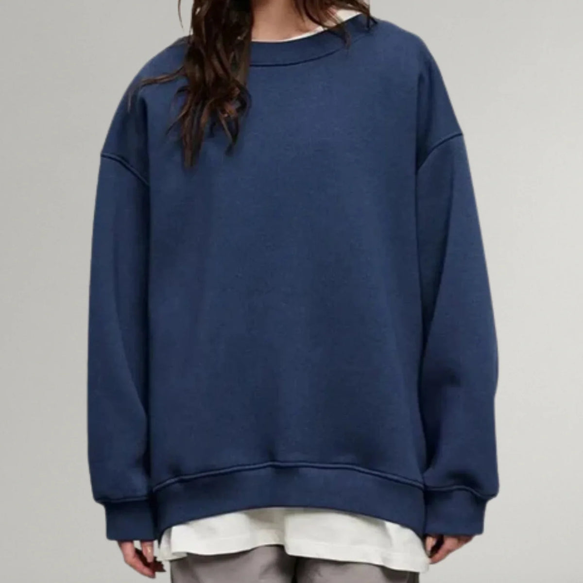 Women's Oversized Ribbed Sweater – Crewneck Long Sleeve