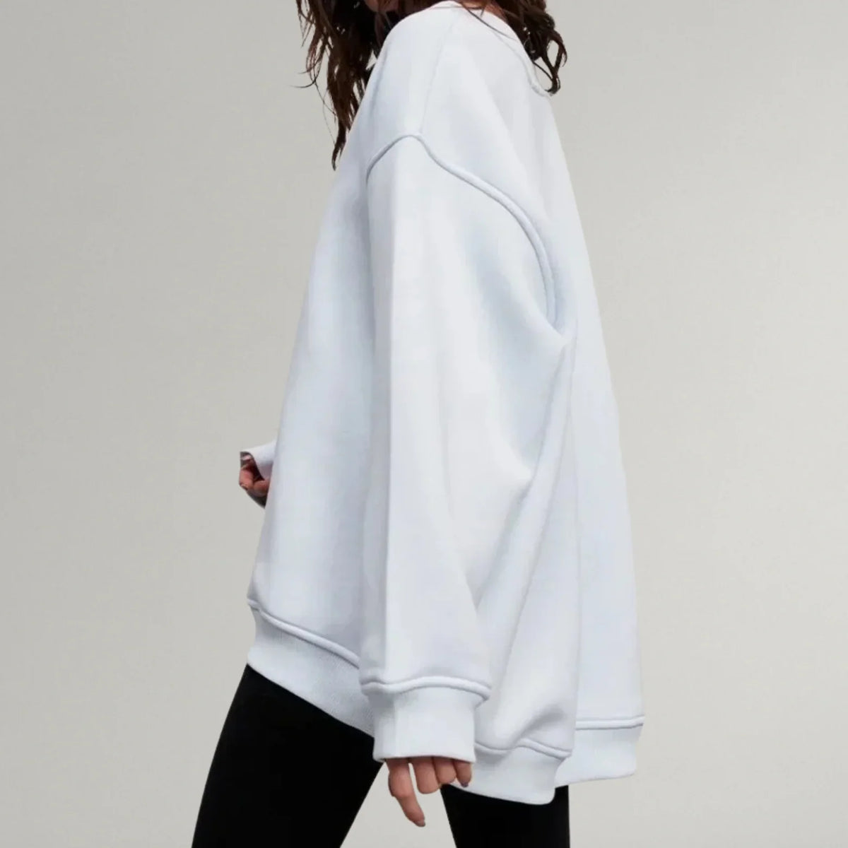 Women's Oversized Ribbed Sweater – Crewneck Long Sleeve