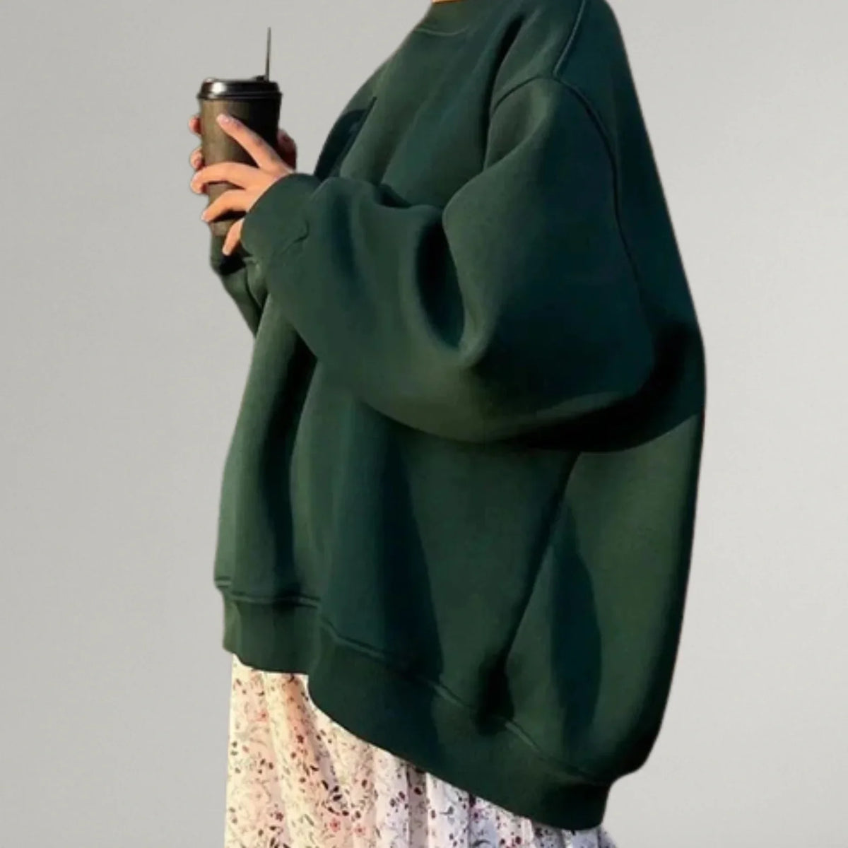 Women's Oversized Ribbed Sweater – Crewneck Long Sleeve