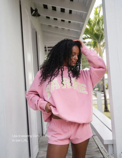 Women's Oversized Varsity Sweatshirt – Letter Print Crewneck