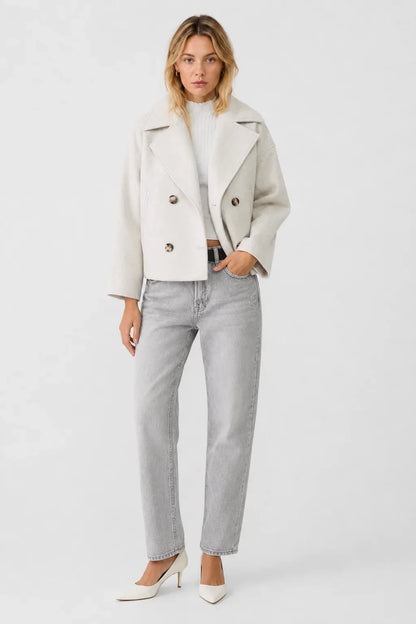 Women's Cropped Wool Blend Pea Coat – Button Front