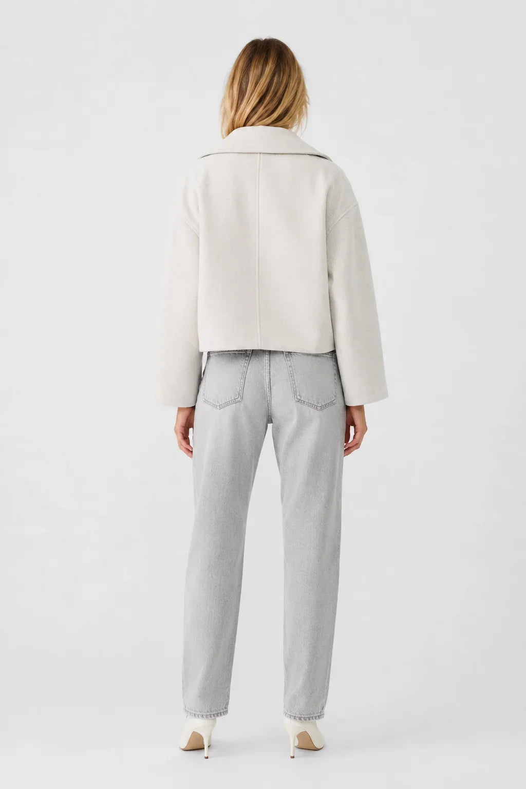 Women's Cropped Wool Blend Pea Coat – Button Front