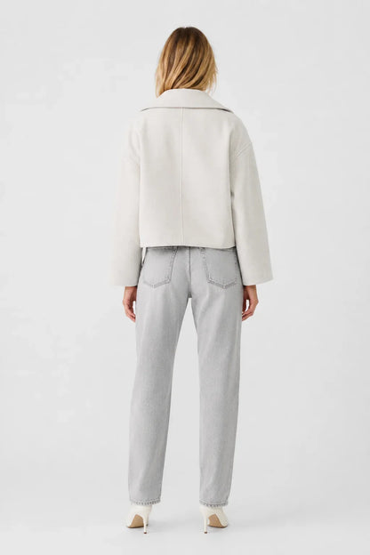 Women's Cropped Wool Blend Pea Coat – Button Front