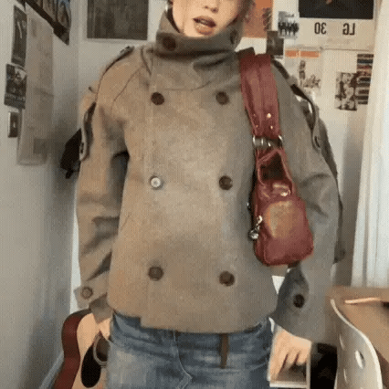 Women's Double-Breasted Pea Coat – Wide Collar Belted