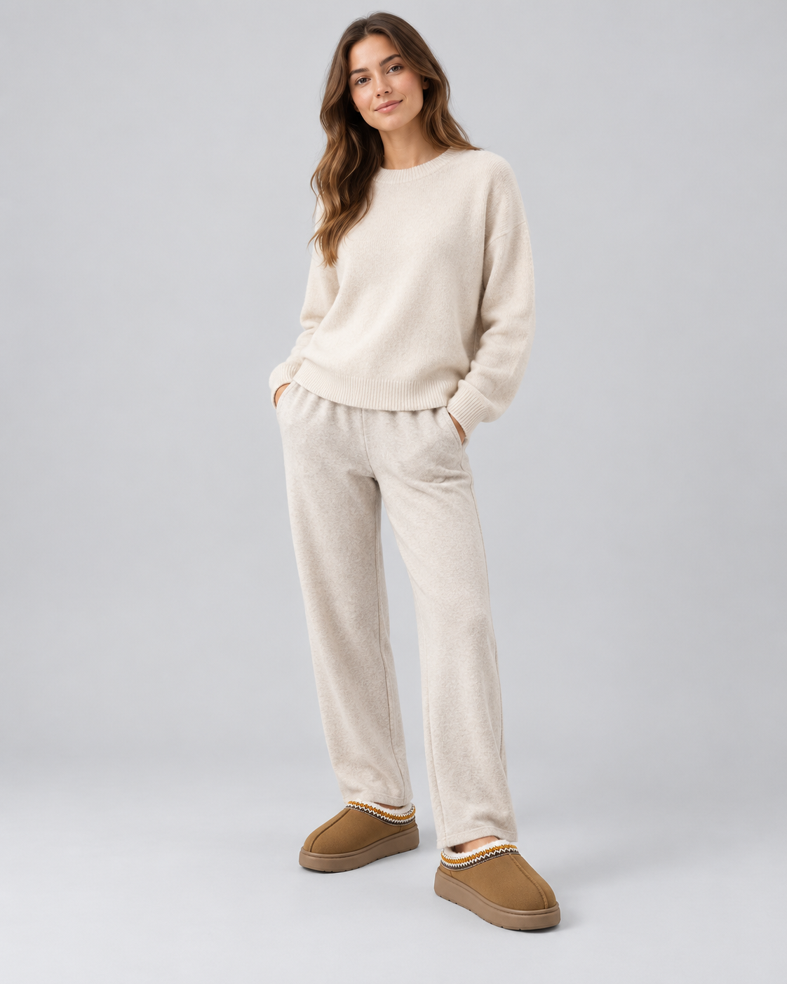 Women's Slippers - Plush Lined Suede Look Slip On