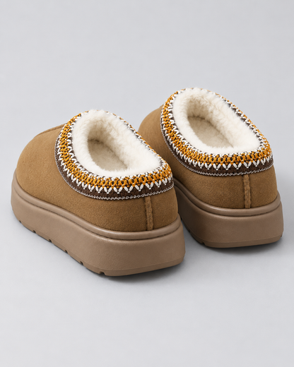 Women's Slippers - Plush Lined Suede Look Slip On