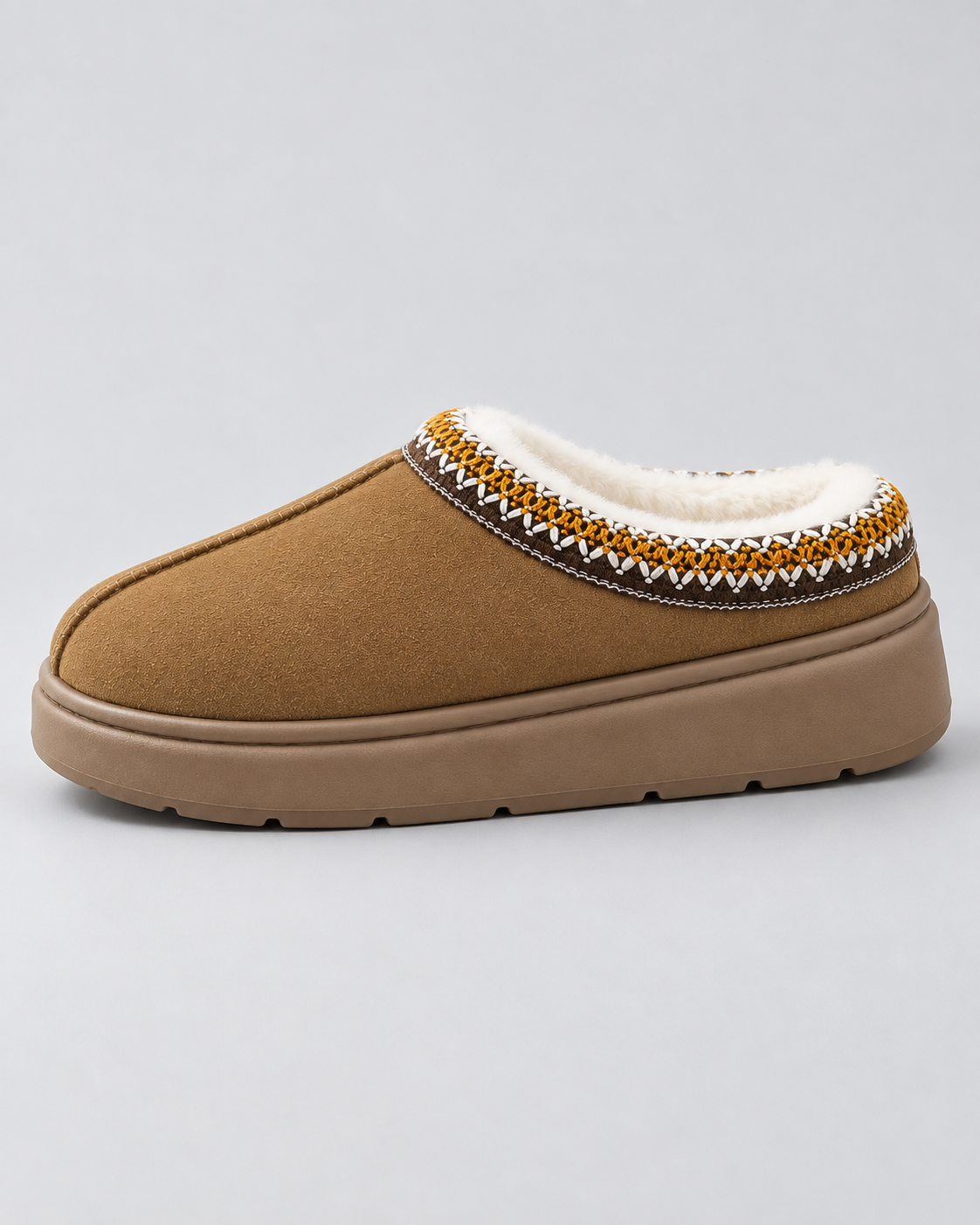 Women's Slippers - Plush Lined Suede Look Slip On