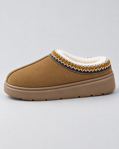 Women's Slippers - Plush Lined Suede Look Slip On