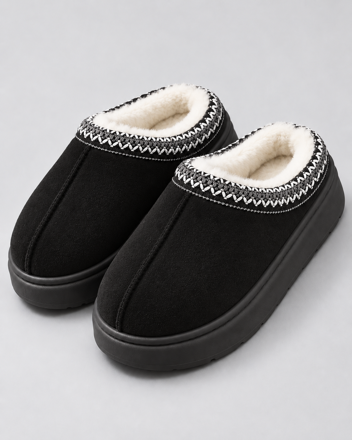 Women's Slippers - Plush Lined Suede Look Slip On
