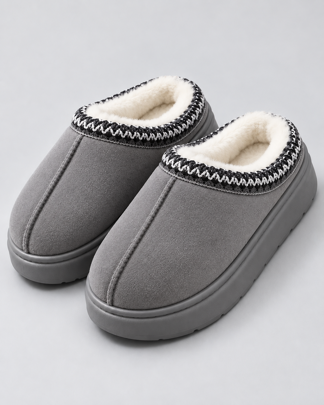 Women's Slippers - Plush Lined Suede Look Slip On