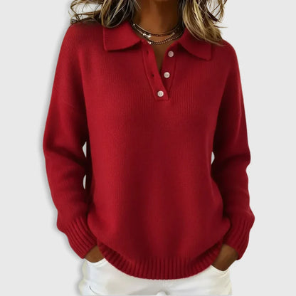 Women's Collared Polo Sweater – Button Neck Long Sleeve