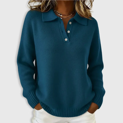 Women's Collared Polo Sweater – Button Neck Long Sleeve
