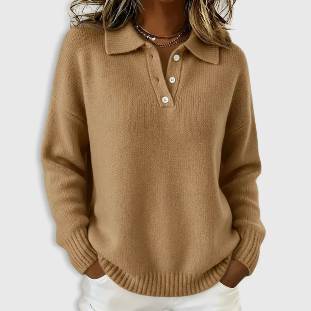 Women's Collared Polo Sweater – Button Neck Long Sleeve