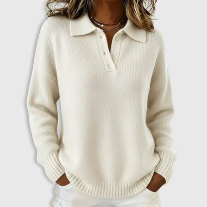 Women's Collared Polo Sweater – Button Neck Long Sleeve