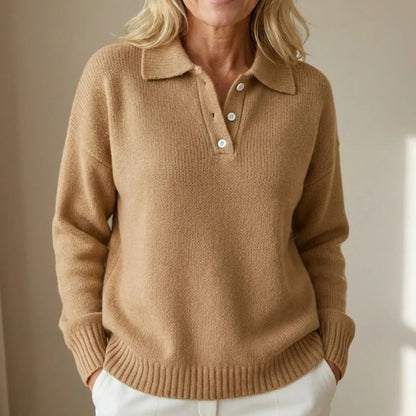 Women's Collared Knit Polo Sweater – Long Sleeve