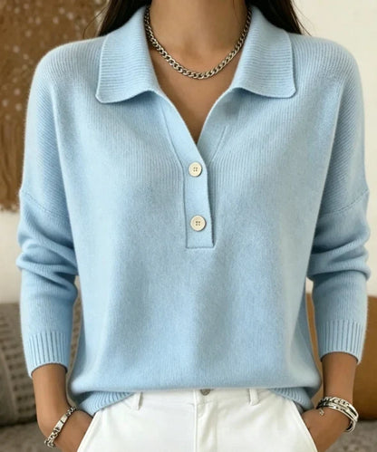 Women's Knit Polo Sweater – Long Sleeve V-Neck