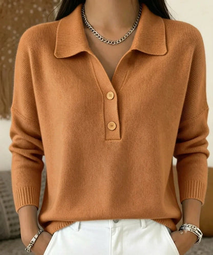 Women's Knit Polo Sweater – Long Sleeve V-Neck