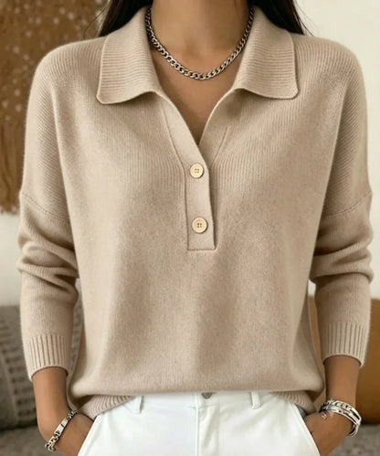 Women's Knit Polo Sweater – Long Sleeve V-Neck