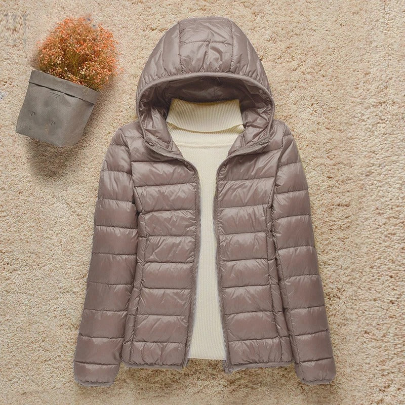 Women's Hooded Quilted Puffer Jacket – Lightweight Zip-Up