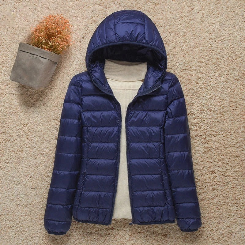 Women's Hooded Quilted Puffer Jacket – Lightweight Zip-Up