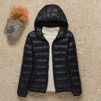 Women's Hooded Quilted Puffer Jacket – Lightweight Zip-Up
