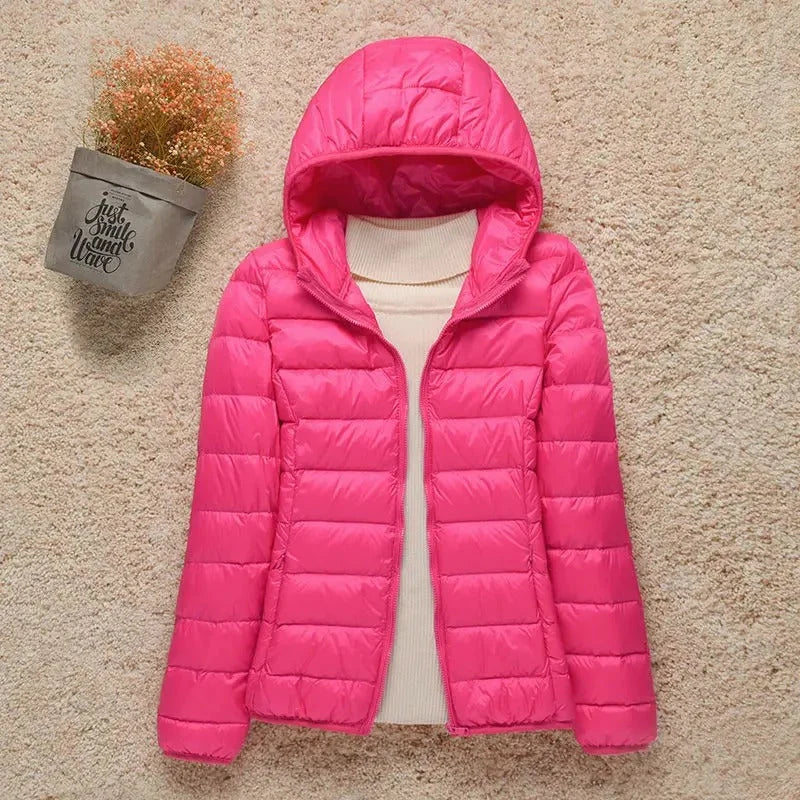 Women's Hooded Quilted Puffer Jacket – Lightweight Zip-Up