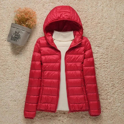 Women's Hooded Quilted Puffer Jacket – Lightweight Zip-Up
