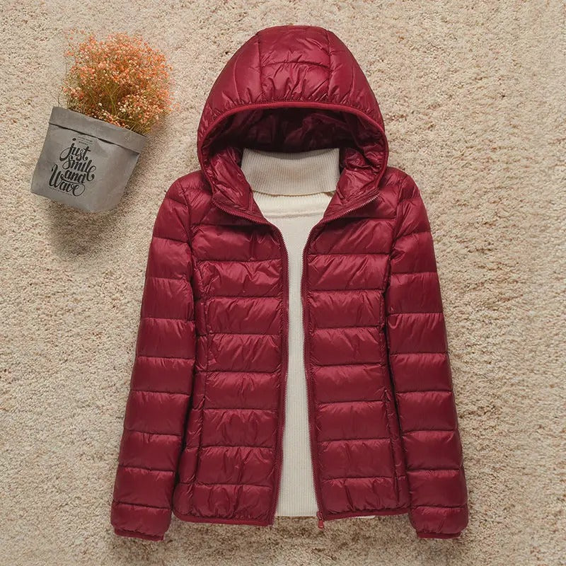 Women's Hooded Quilted Puffer Jacket – Lightweight Zip-Up