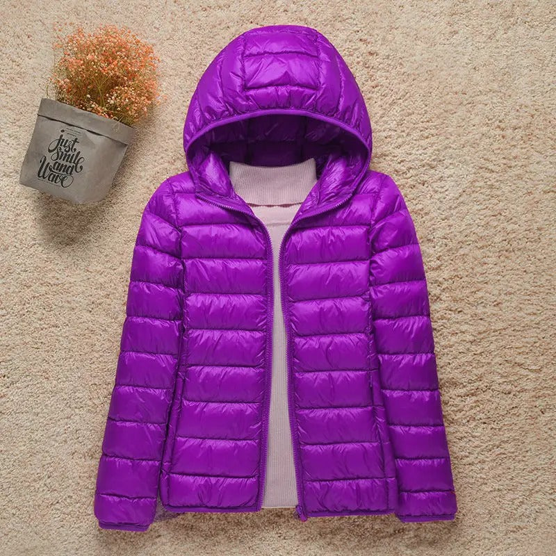 Women's Hooded Quilted Puffer Jacket – Lightweight Zip-Up