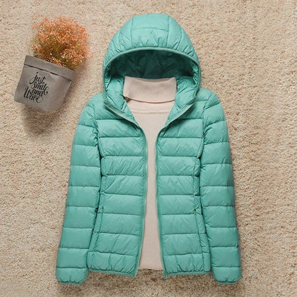 Women's Hooded Quilted Puffer Jacket – Lightweight Zip-Up