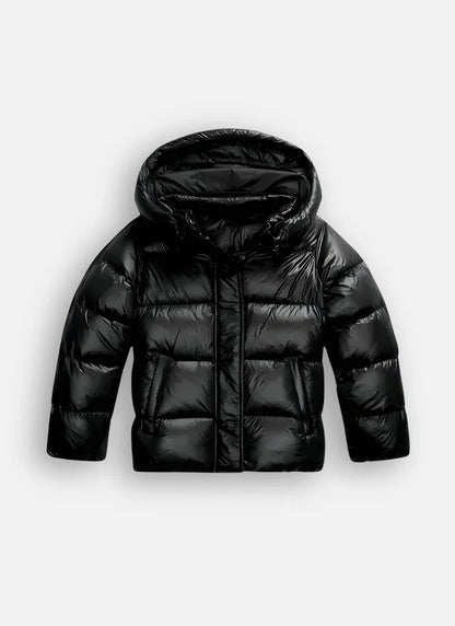 Women’s Hooded Puffer Jacket - Lightweight Shiny Winter Coat