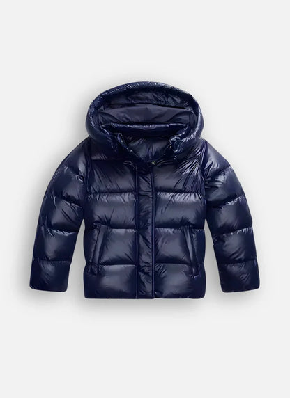 Women’s Hooded Puffer Jacket - Lightweight Shiny Winter Coat