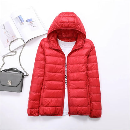 Women's Lightweight Hooded Puffer Jacket – Zip-Up