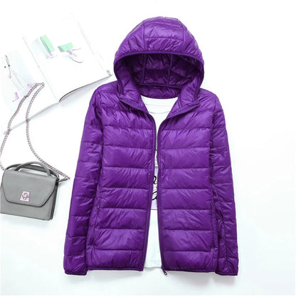 Women's Lightweight Hooded Puffer Jacket – Zip-Up