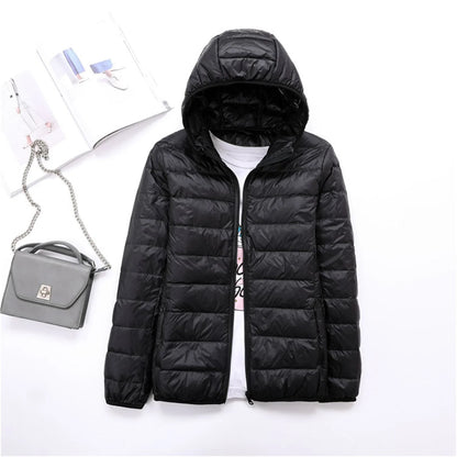 Women's Lightweight Hooded Puffer Jacket – Zip-Up