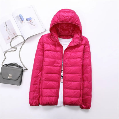 Women's Lightweight Hooded Puffer Jacket – Zip-Up