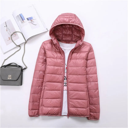 Women's Lightweight Hooded Puffer Jacket – Zip-Up