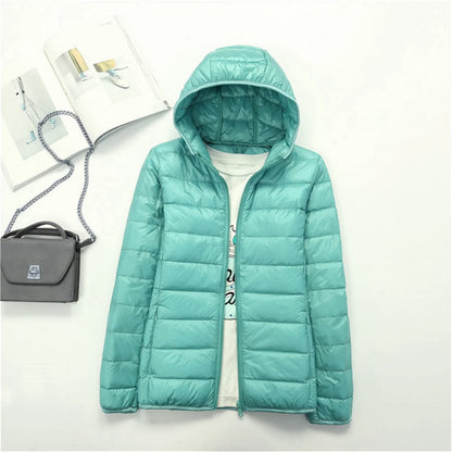 Women's Lightweight Hooded Puffer Jacket – Zip-Up
