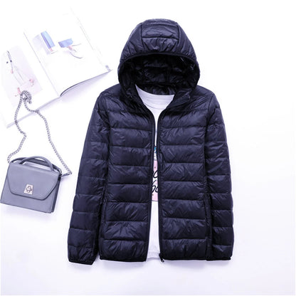 Women's Lightweight Hooded Puffer Jacket – Zip-Up
