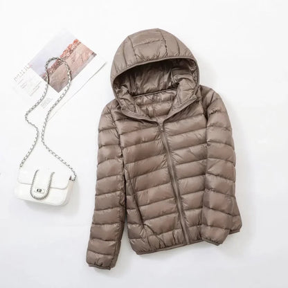 Women's Lightweight Hooded Puffer Jacket – Zip-Up