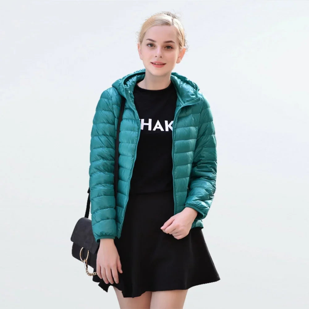 Women's Lightweight Hooded Puffer Jacket – Zip-Up