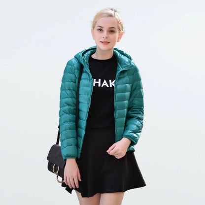 Women's Lightweight Hooded Puffer Jacket – Zip-Up