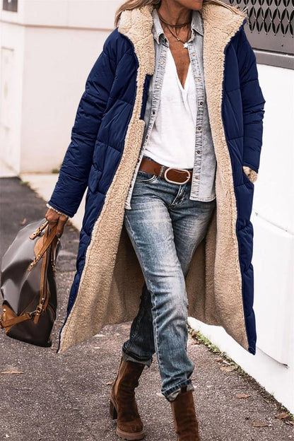 Women's Longline Puffer Jacket – Sherpa-Lined Hooded