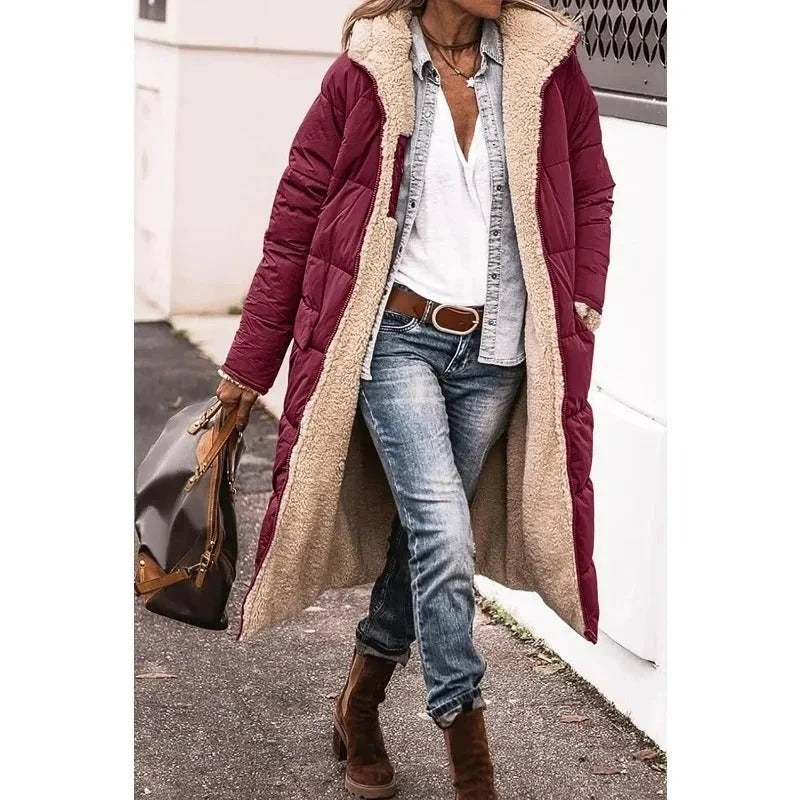 Women's Longline Puffer Jacket – Sherpa-Lined Hooded