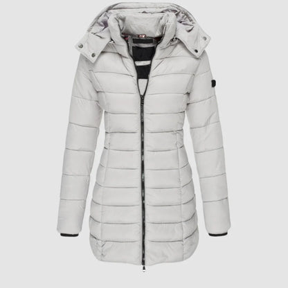 Women's Hooded Puffer Jacket - Quilted Mid-Thigh Winter Coat