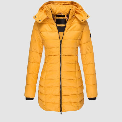 Women's Hooded Puffer Jacket - Quilted Mid-Thigh Winter Coat