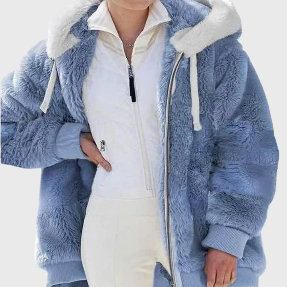 Women's Multicolor Patchwork Puffer Jacket – Hooded Zip-Up